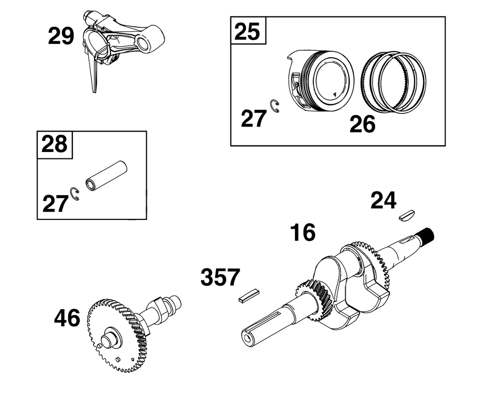 Crankshaft Group Diagram and Parts List for 83132-2215-F1  Briggs and Stratton Engine
